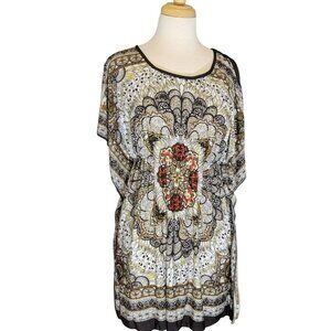 Unbranded Dress, Women S/M Tan & Brown Paisley, Dolman Sleeve, Pullover, EUC